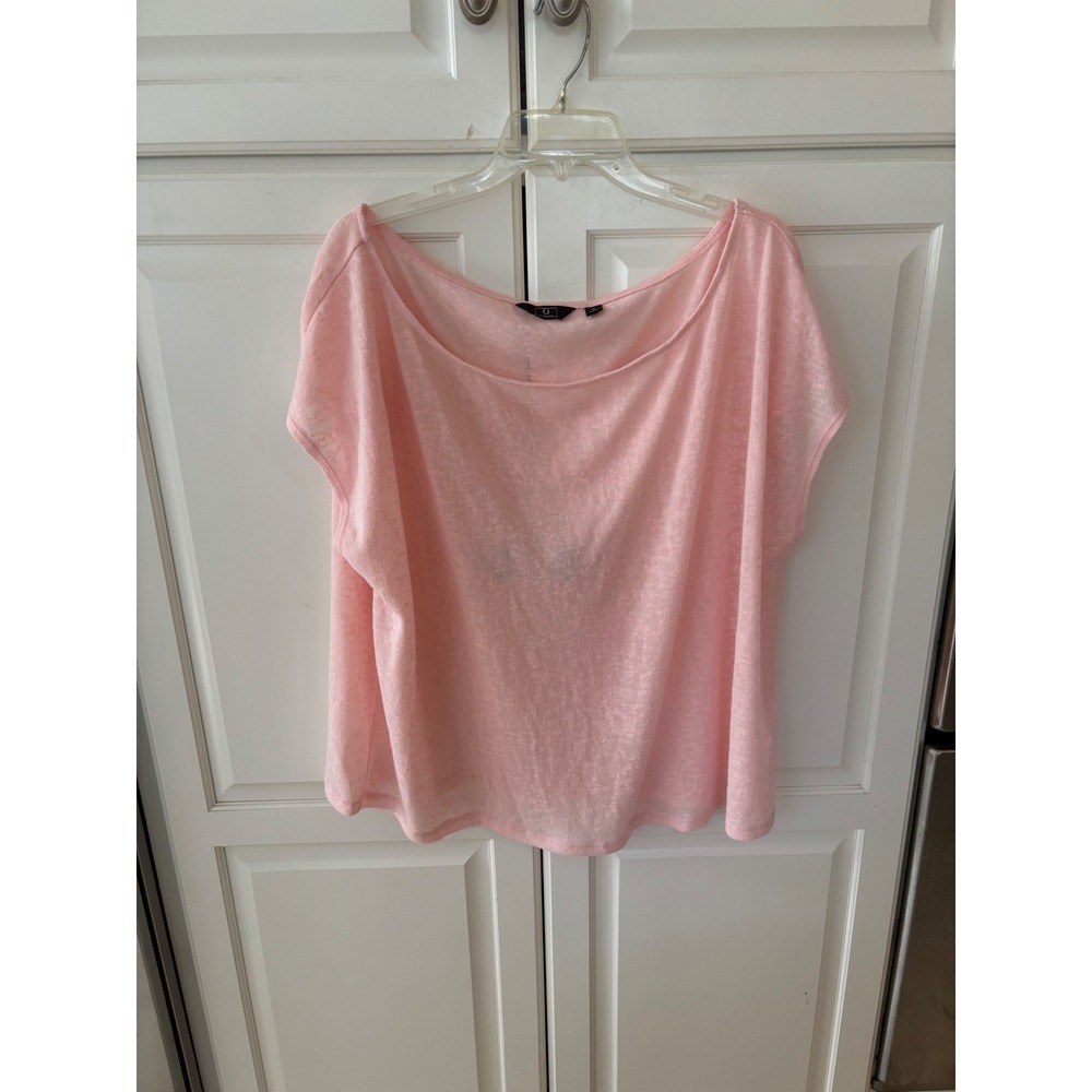 G by Giuliana Pink Knit Scoop Neck Short Sleeve Top Plus Size 2X
